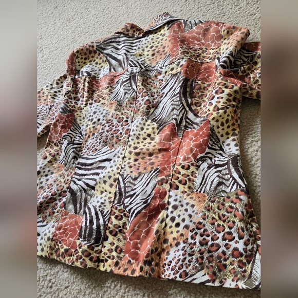 Gerry Weber Animal Print Button Down Shirt Blazer Blouse Size 10 - Picture 7 of 8